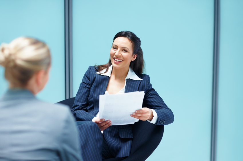 Two businesswomen in conversation