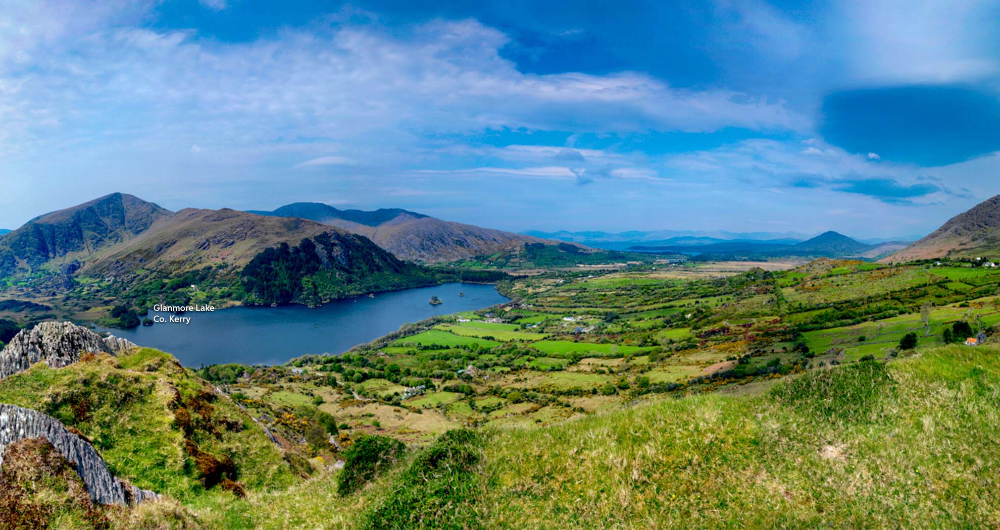 A wide aerial view of Errigal Mountain, Donegal